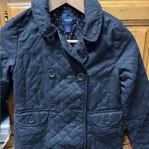 GAP Kids Black Quilted Pea Coat Sz L (10)